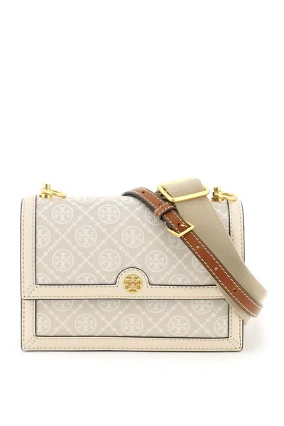 Tory Burch T Monogram Jacquard Shoulder Bag In Beige