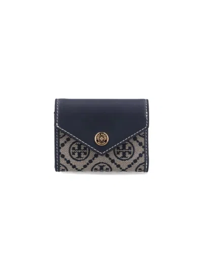Tory Burch Small T Monogram Jacquard Envelope Wallet In Blue