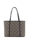 Tory Burch T Monogram Small Zip Jacquard Fabric Shopping Bag In Blue