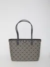 Tory Burch Small T Monogram Cotton Zip Tote Bag In Blue