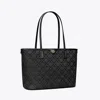 Tory Burch Small T Monogram Zip Tote In Black
