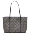 Tory Burch T Monogram Small Zip Jacquard Fabric Shopping Bag In Gray