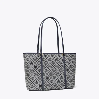 Tory Burch T Monogram Small Zip Tote In Blue