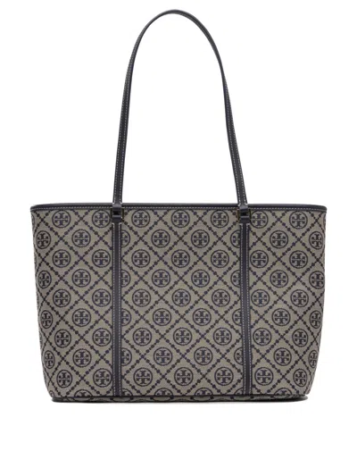 Tory Burch T Monogram Small Zip Tote In Gray