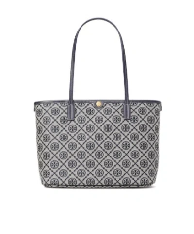 Tory Burch T Monogram Small Zip Tote In Gray