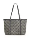 Tory Burch T Monogram Small Zip Tote Shoulder Bags Blue