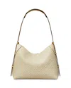 Tory Burch T Monogram Soft Pebble Medium Shoulder Bag In White