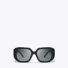 Shop Tory Burch T Monogram Geometric Sunglasses In Black/grey Gradient