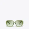 Tory Burch T Monogram Square Sunglasses In Milky Green/green Gradient