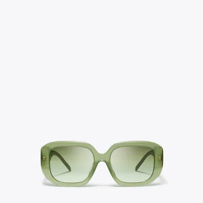 Tory Burch T Monogram Square Sunglasses In Milky Green/green Gradient