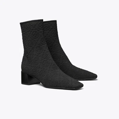 Tory Burch T Monogram Stretch Ankle Boot In Black