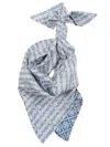 Tory Burch Intricately Patterned Silk Twill Scarf In Blue