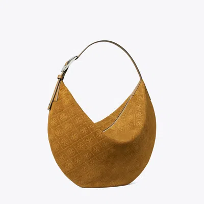Tory Burch T Monogram Suede Balloon Bag In Brown