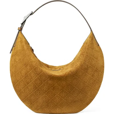 Tory Burch T Monogram Suede Balloon Bag In Brown