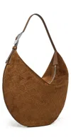 Tory Burch T Monogram Suede Balloon Bag Chicory Brown In Brown