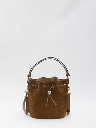 TORY BURCH TORY BURCH T MONOGRAM SUEDE BUCKET BAG