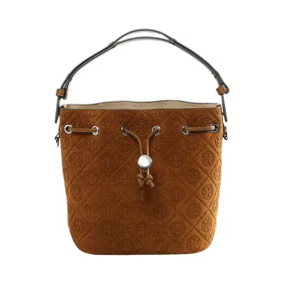 Pre-owned Tory Burch T Monogram Suede Bucket Bag 'chicory Brown' | Women's Size Onesize