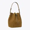 Tory Burch T Monogram Suede Oversized Bucket Bag In Brown