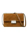 Tory Burch T Monogram Suede Shoulder Bag In Brown