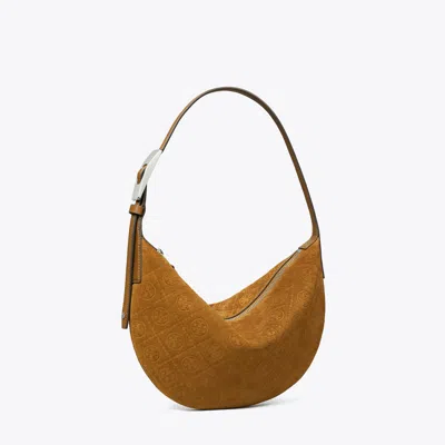 Tory Burch T Monogram Suede Small Balloon Bag In Brown