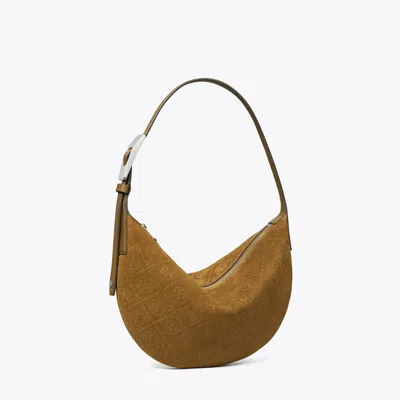 Tory Burch T Monogram Suede Small Balloon Bag In Brown