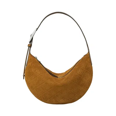 Pre-owned Tory Burch T Monogram Suede Small Balloon Bag 'chicory Brown' | Women's Size Onesize