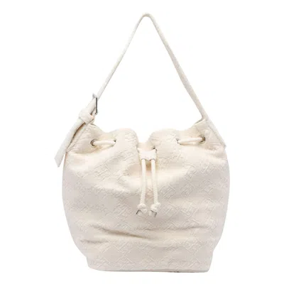 Tory Burch T Monogram Terry Bucket Bag In White