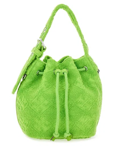 Tory Burch T Monogram Terry Mini Bucket Bag In Green