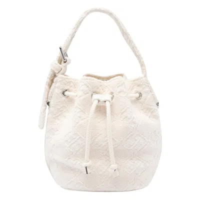 Tory Burch T Monogram Terry Mini Bucket Bag In White