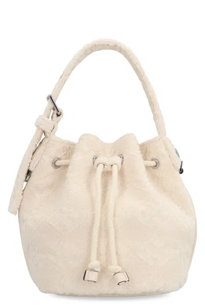 Tory Burch T Monogram Terry Mini Bucket Bag In White
