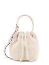 Tory Burch T Monogram Terry Mini Canvas Bucket Bag In White