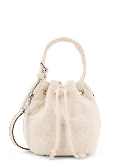 Tory Burch T Monogram Terry Mini Canvas Bucket Bag In White