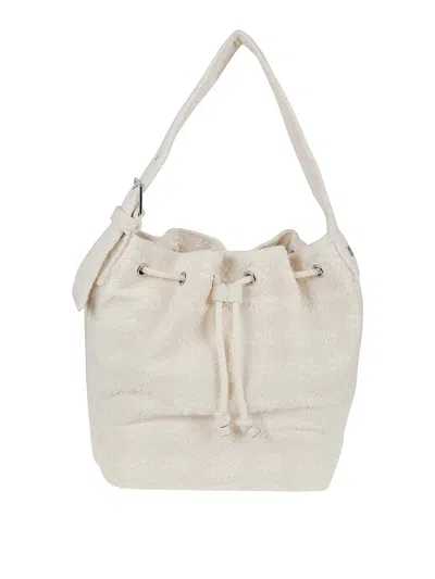Tory Burch T Monogram Terry Oversized Bucket Bag In White