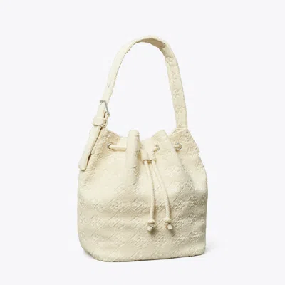 Tory Burch T Monogram Terry Oversized Bucket Bag In White