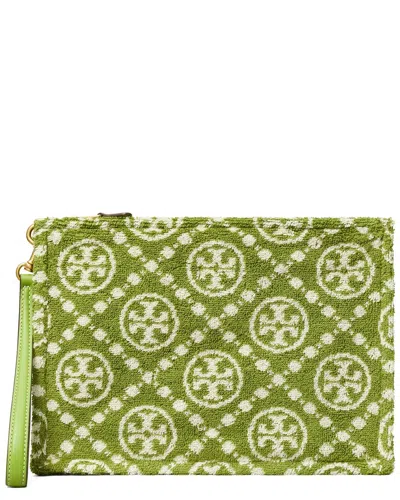 Tory Burch T Monogram Terry Pouch In Green