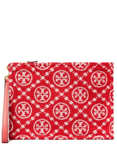 Tory Burch T Monogram Terry Pouch In Red