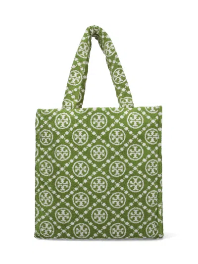 Tory Burch "t-monogram" Terry Tote Bag In Green