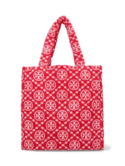 Tory Burch T Monogram Terry Tote Bag In Red