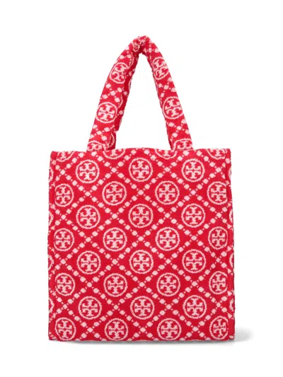 Tory Burch T-monogram Terry Tote Bag In Red