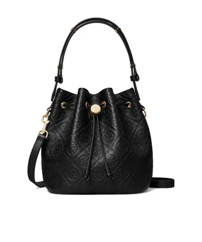 TORY BURCH T-MONOGRAM TEXTURED BUCKET BAG