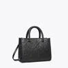 Tory Burch T Monogram Top-handle Embossed Tote In Black