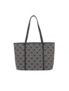 Tory Burch Embroidered Canvas T Monogram Shopping Bag In Beige