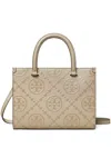 Tory Burch T Monogram Embossed Square Tote Bag In Neutrals