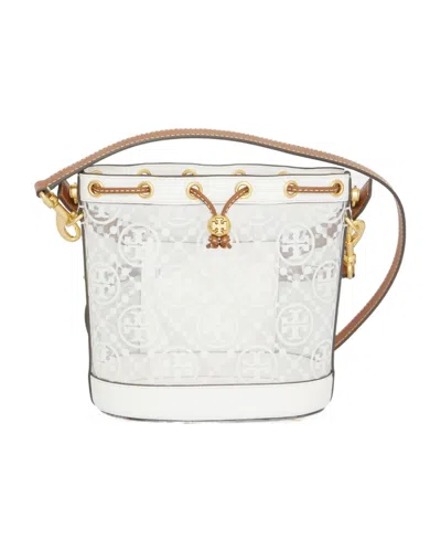 Tory Burch T-monogram Transparent Bucket Bag In White