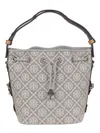 Tory Burch Grey T-monogram Small Bucket Bag In Gray