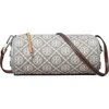 Tory Burch T Monogram Utility Cylinder Shoulder Bag In Gray