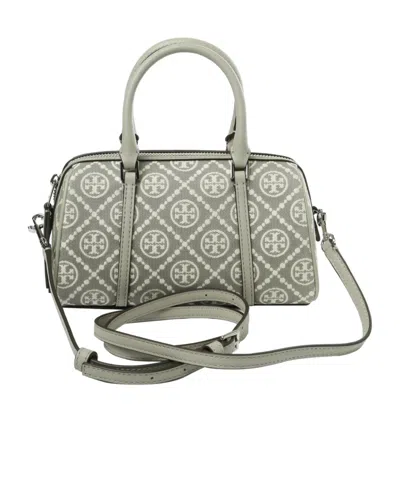 Tory Burch T Monogram Utility Mini Barrel Bag In Gray
