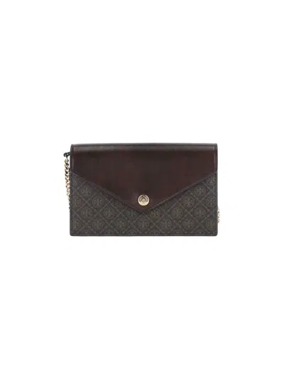 TORY BURCH TORY BURCH T MONOGRAM WALLET WITH CHAIN – BROWN