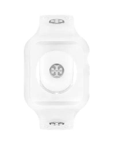 TORY BURCH T MONOGRAM WHITE SILICONE BAND FOR APPLE WATCH, 41MM