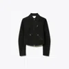 Tory Burch T Monogram Wool Biker Jacket In Black